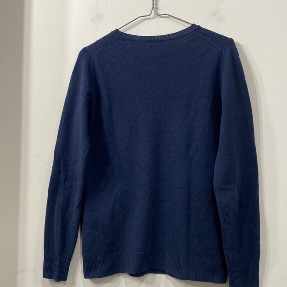 Stile Benetton Merino Extra Fine Italian Yarn Crew Neck Navy Blue size S - Picture 2 of 8